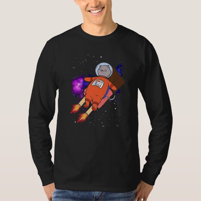 Camiseta Gato lindo en el espacio montando paleta (Anverso)