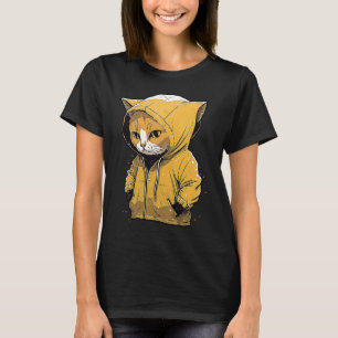 Camiseta Gato Lindo En Lluvia Gatito Con Capucha Amarilla L