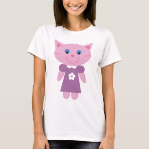 Camiseta Gato lindo en un vestido púrpura