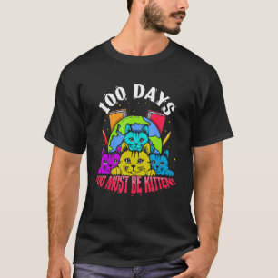 Camiseta Gato Lindo Estudiante 100 Días Gatito Maullar 100 