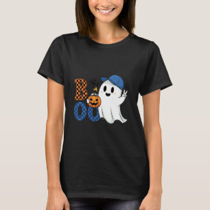 Camiseta Gato Lindo Fantasma con Calabazas Halloween Mujere