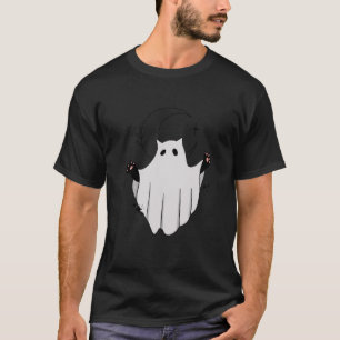 Camiseta Gato lindo fantasma Crescent Moon Funny Gato negro