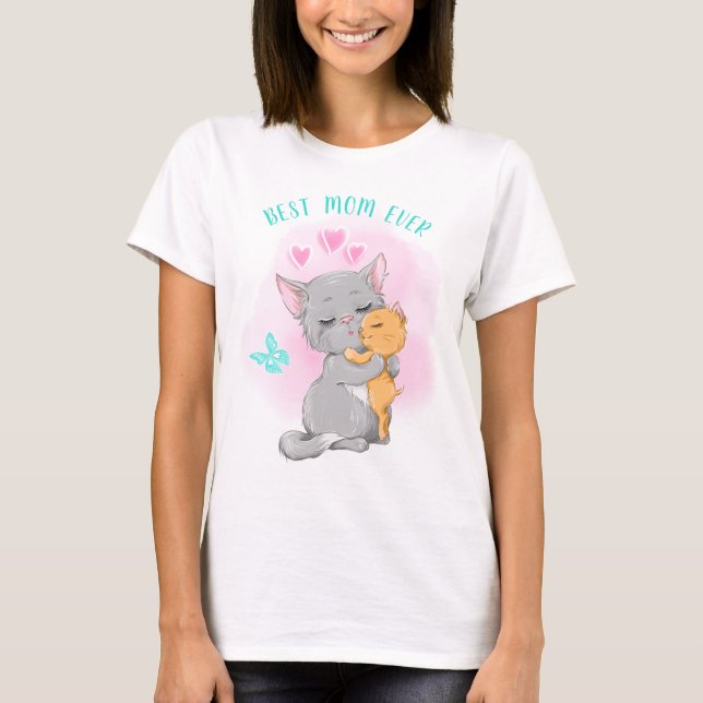 Camiseta Gato lindo gata familia gatito mamá camiseta, mejo (Anverso)
