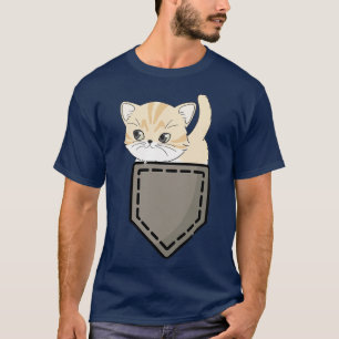 Camiseta Gato lindo gatito en el bolsillo Amo gatos 1
