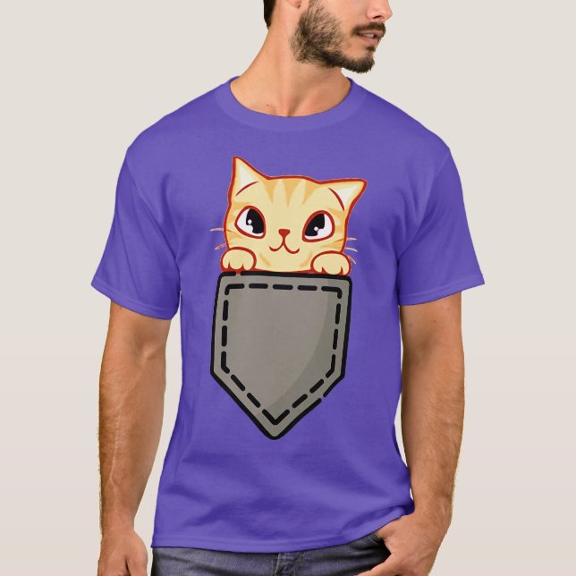Camiseta Gato lindo gatito en el bolsillo Amo gatos 4 (Anverso)