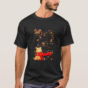 Camiseta Gato lindo gatito  Hojas de otoño Temporada de oto