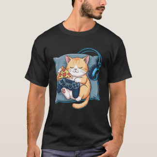 Camiseta Gato Lindo Gatito Jugador Pizza Chiste Control De 
