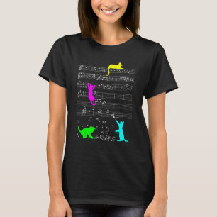 Camiseta Gato lindo gatito notas musicales Clave de músico