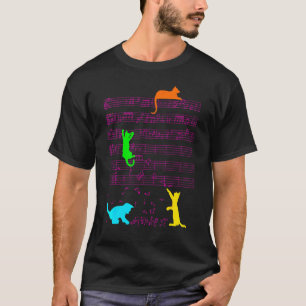 Camiseta Gato lindo gatito tocando nota musical clave músic
