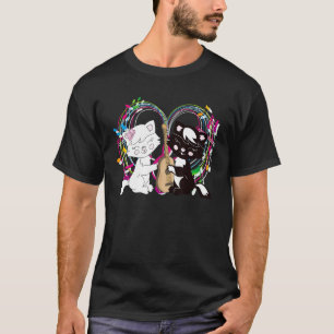 Camiseta Gato lindo gatito tocando nota musical clave músic