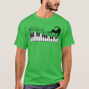 Camiseta Gato Lindo Gatito Tocando Piano Clave De Música Pi