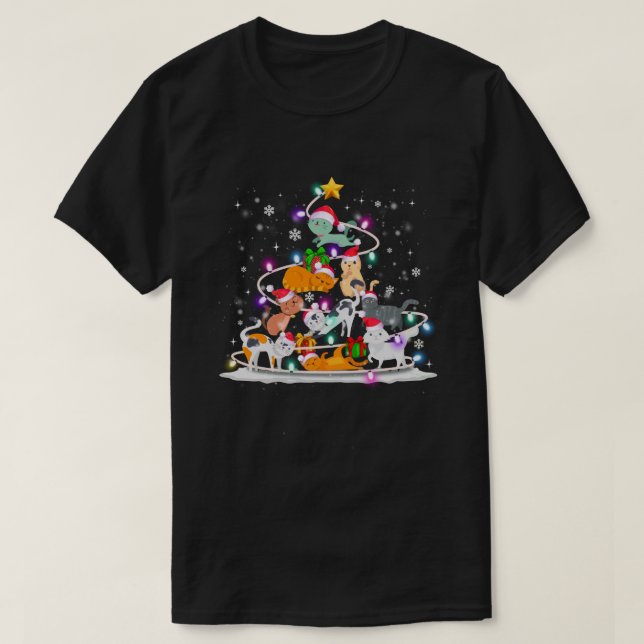 Camiseta Gato lindo gato Árbol de Navidad Gente Gatitos Meo (Diseño del anverso)