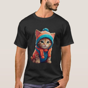 Camiseta Gato lindo gato cara Gorra de invierno gato gato g