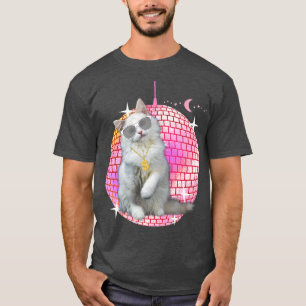 Camiseta Gato lindo, gato gracioso, disco retro tecno DJ Ca