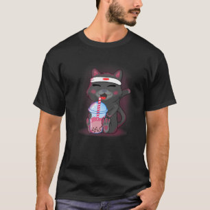 Camiseta Gato lindo, gracioso, té de burbuja de Boba, anime