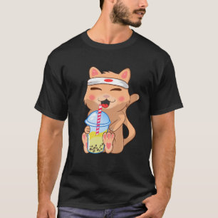 Camiseta Gato lindo, gracioso, té de burbuja de Boba, anime