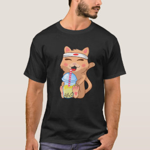 Camiseta Gato lindo, gracioso, té de burbuja de Boba, anime