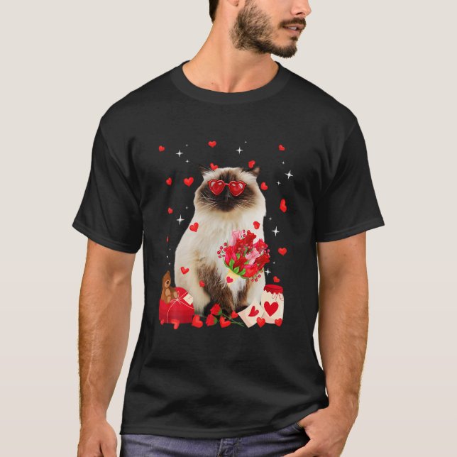Camiseta Gato lindo himalayo Valentino divertido papá gato  (Anverso)