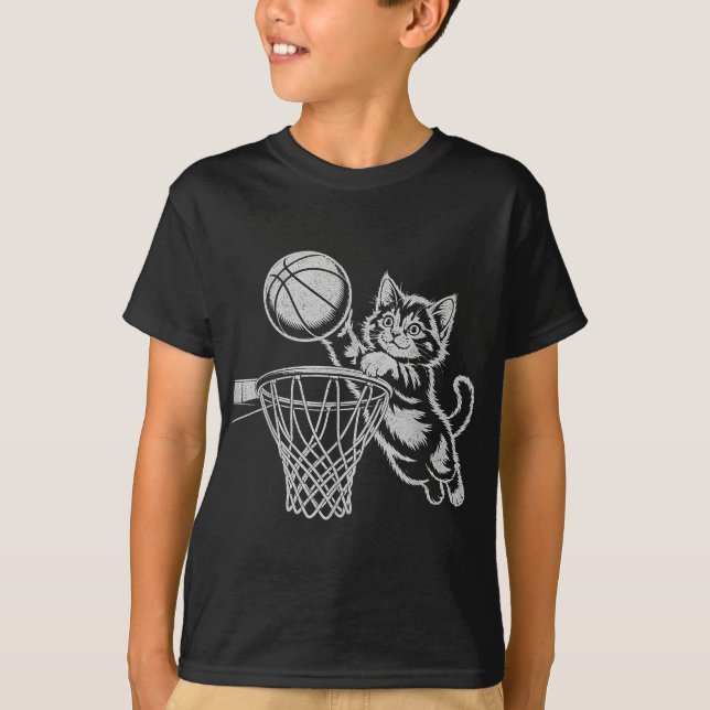 Camiseta Gato lindo jugando al baloncesto Hombres Mujeres N (Anverso)