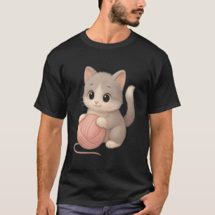 Camiseta Gato lindo jugando con Bola de Lana Adorable Jugue