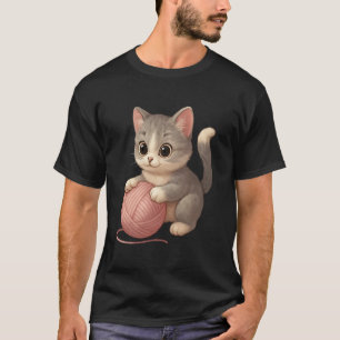 Camiseta Gato lindo jugando con Bola de Lana Adorable Jugue