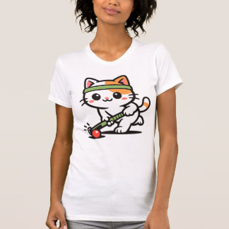 Camiseta Gato Lindo Jugando Hockey Sobre Césped