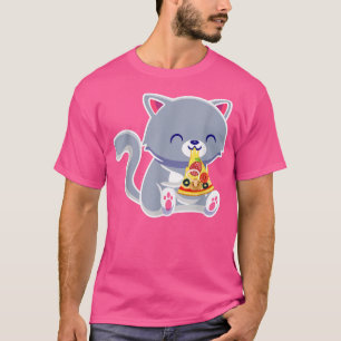 Camiseta Gato lindo Kawaii Anime Gato pizza Anime Amantes d