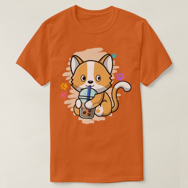 Camiseta Gato lindo Kawaii bebe burbuja té burbuja antes (Diseño del anverso)