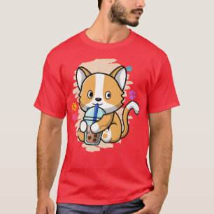 Camiseta Gato lindo Kawaii bebe burbuja té burbuja antes