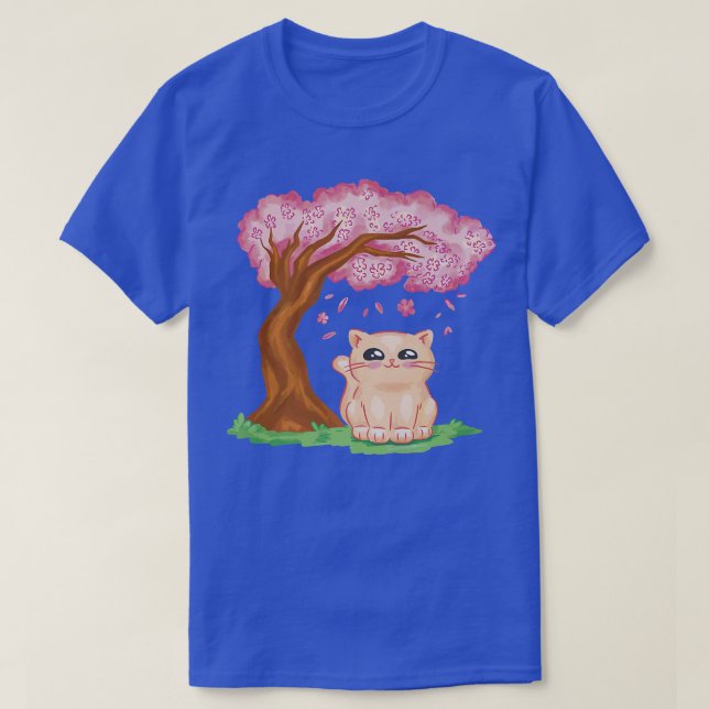 Camiseta Gato lindo Kawaii Blossom japonés de cerezo Sakura (Diseño del anverso)