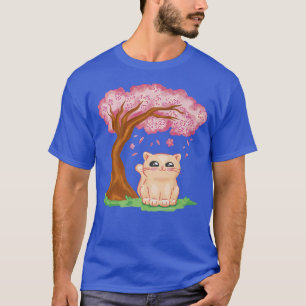 Camiseta Gato lindo Kawaii Blossom japonés de cerezo Sakura