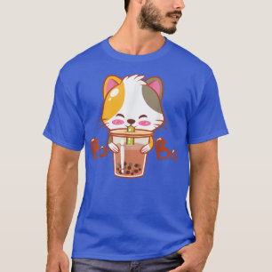 Camiseta Gato lindo Kawaii Gatito bebiendo un té Boba Anime