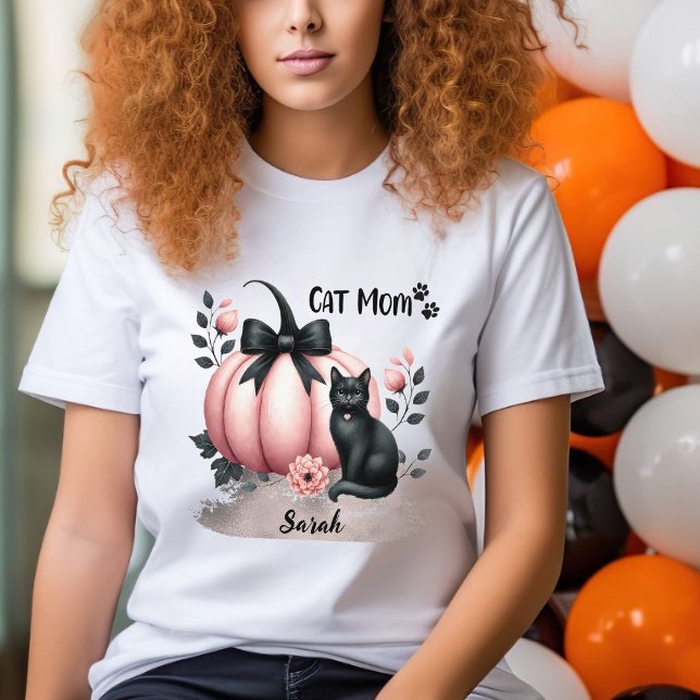 Camiseta Gato lindo mamá Halloween rosa personalizado (Subido por el creador)