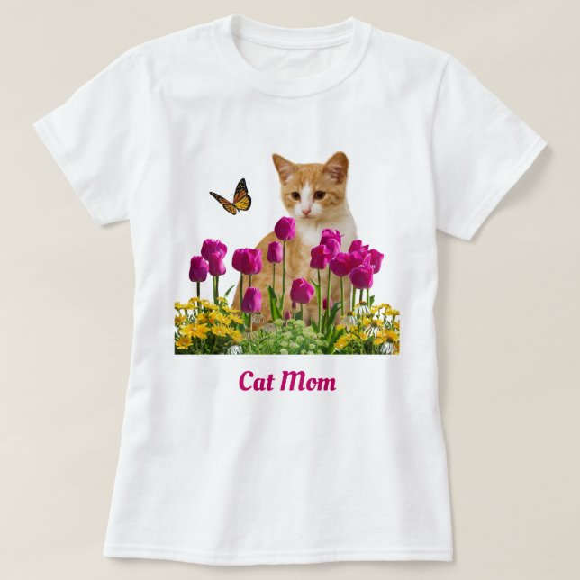 Camiseta Gato lindo mamá / Naranja Tabby gato blanco (Diseño del anverso)