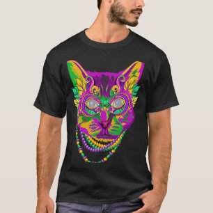 Camiseta Gato lindo Mardi Gras Fiesta del Carnaval Kitty Ki