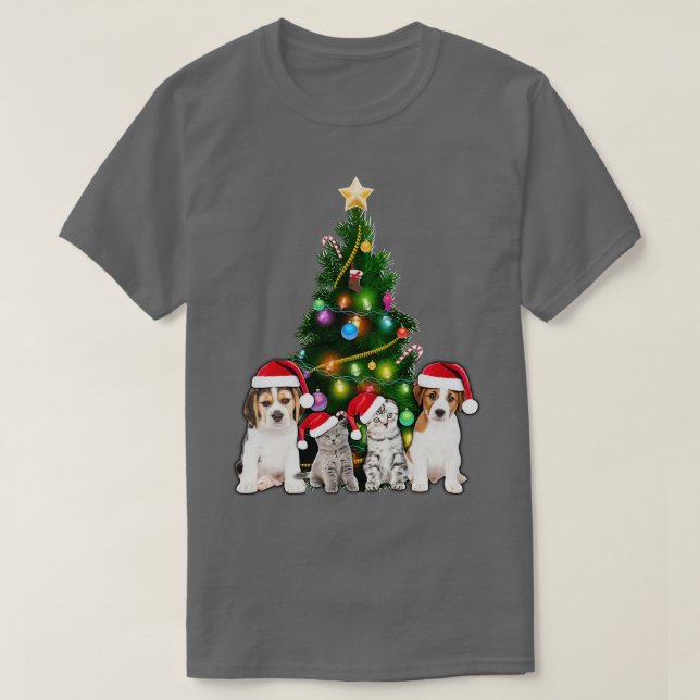 Camiseta Gato lindo Mascotas de gato de árbol de Navidad am (Diseño del anverso)