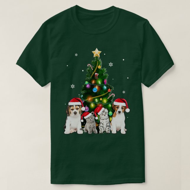 Camiseta Gato lindo Mascotas de gato de árbol de Navidad am (Diseño del anverso)