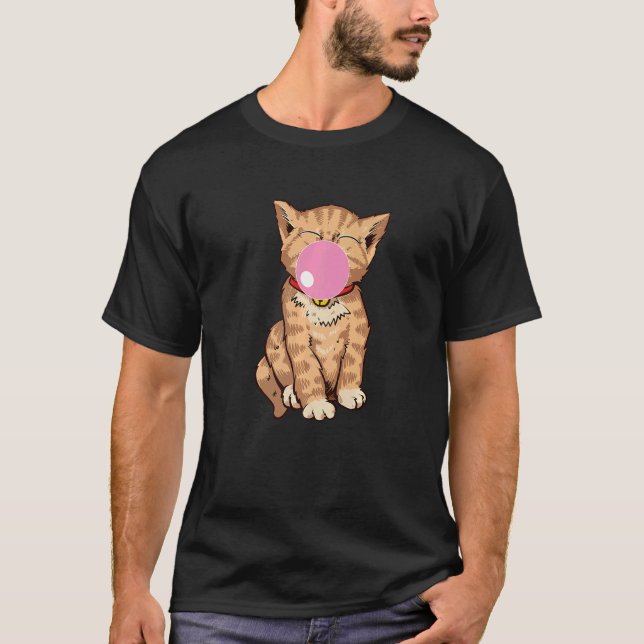 Camiseta Gato lindo mastica Gum Bubble Bubble Gato (Anverso)