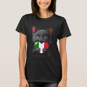 Camiseta Gato lindo Orgullo italiano Corazón Raíces italian