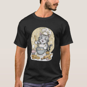 Camiseta Gato Lindo Panadero Horneando Masa Gorro de Chef G