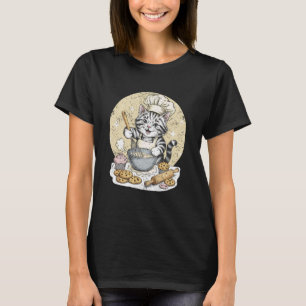 Camiseta Gato Lindo Panadero Horneando Masa Gorro de Chef G