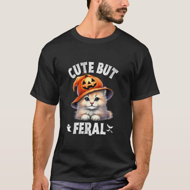 Camiseta Gato lindo pero fértil Gato Gatito Amantes Calabaz (Anverso)