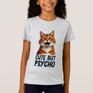 Camiseta Gato Lindo Pero Psicópata – Divertido Vintage
