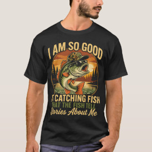 Camiseta Gato lindo pescando en el lago, hermosa imagen tej