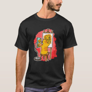 Camiseta Gato Lindo Pintor Pintando León Gatito Gato Pinta