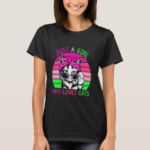 Camiseta Gato lindo que lleva gafas de sol y cinta rosa ver
