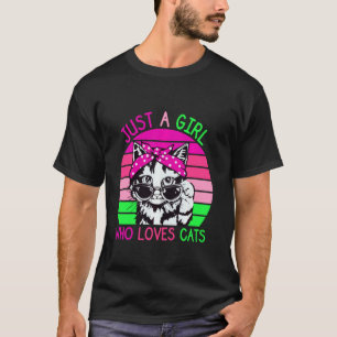 Camiseta Gato lindo que lleva gafas de sol y cinta rosa ver