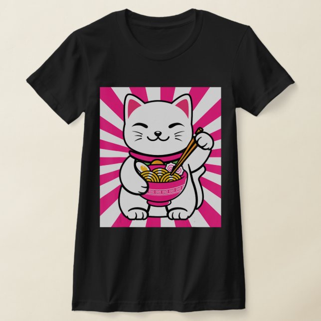 Camiseta Gato lindo Ramen Anime Kawaii Regalo adolescente (Distribución)
