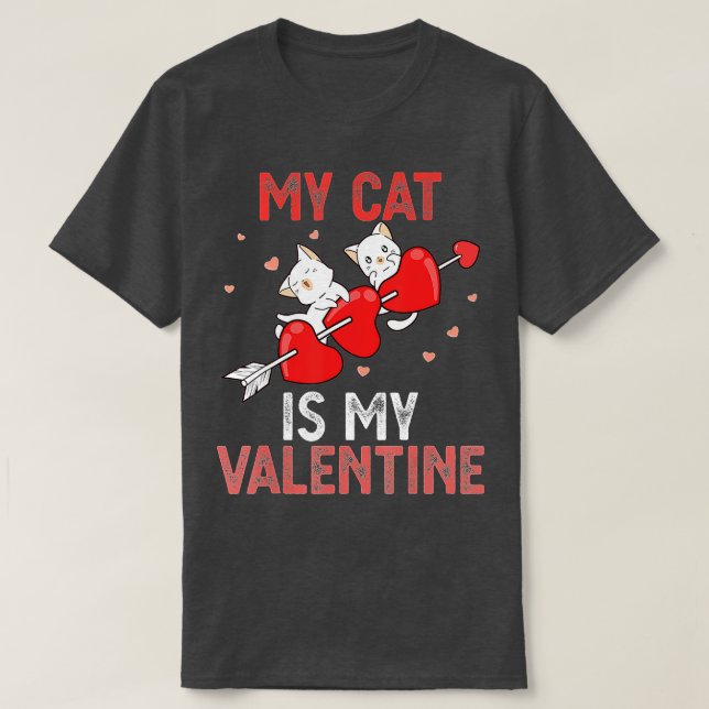 Camiseta Gato lindo San Valentín mi gato es mi San Valentín (Diseño del anverso)