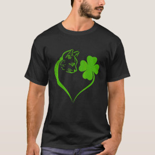 Camiseta Gato lindo Shamrock irlandés St Patricks Day Kitty